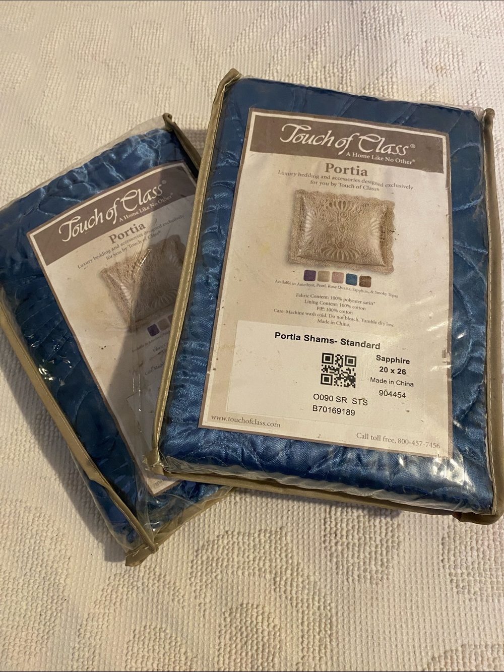Portia Pillow Shams in Sapphire Blue - Standard, has been in storage